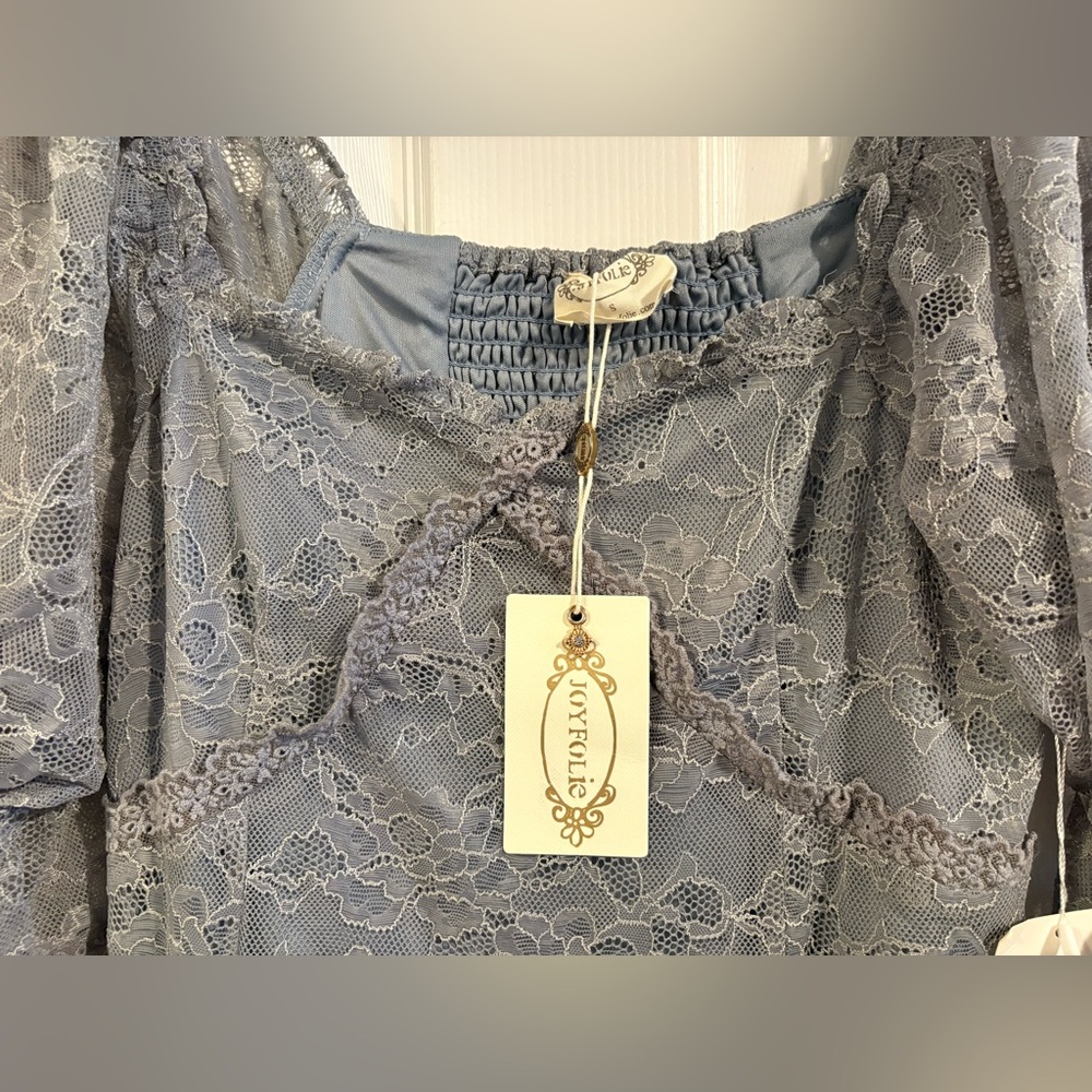 NEW Joyfolie Lace Midi Dress in Dusty Blue Gray Womens size Small - Picture 6 of 9